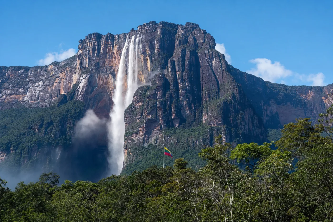 Wenezuela – znany zabytek z flagą narodową